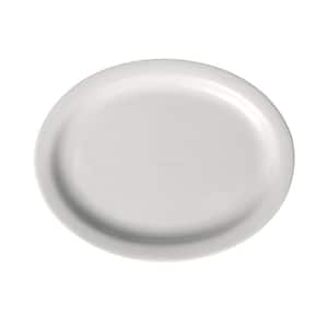 Buffalo 10 in. White Porcelain Narrow Rim Oval Platter (12-Piece)