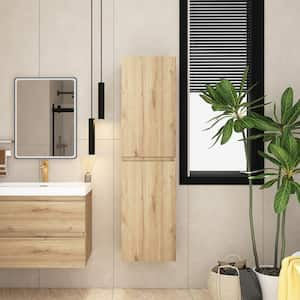 15.8 in. W x 11.8 in. D x 59 in. H Brown MDF Wall Mounted Linen Cabinet in Natural Oak