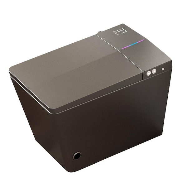 Square Smart Toilet with Tank Built-In in Matte Grey Auto Flush 1.28 GPF, Heated Bidet Seat and Drying, LED Night Light