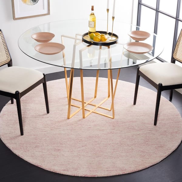 Metro 6 ft. x 6 ft. Round Pink/Ivory Marle Striped Area Rug