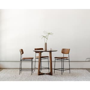 Osheaga 30 in. Modern 100% Top Grain Leather with Powder-Coated Metal Frame Barstool in Brown