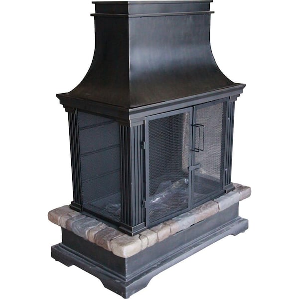 Hampton Bay Sevilla 36 in. Steel and Slate Wood Burning Outdoor Fireplace