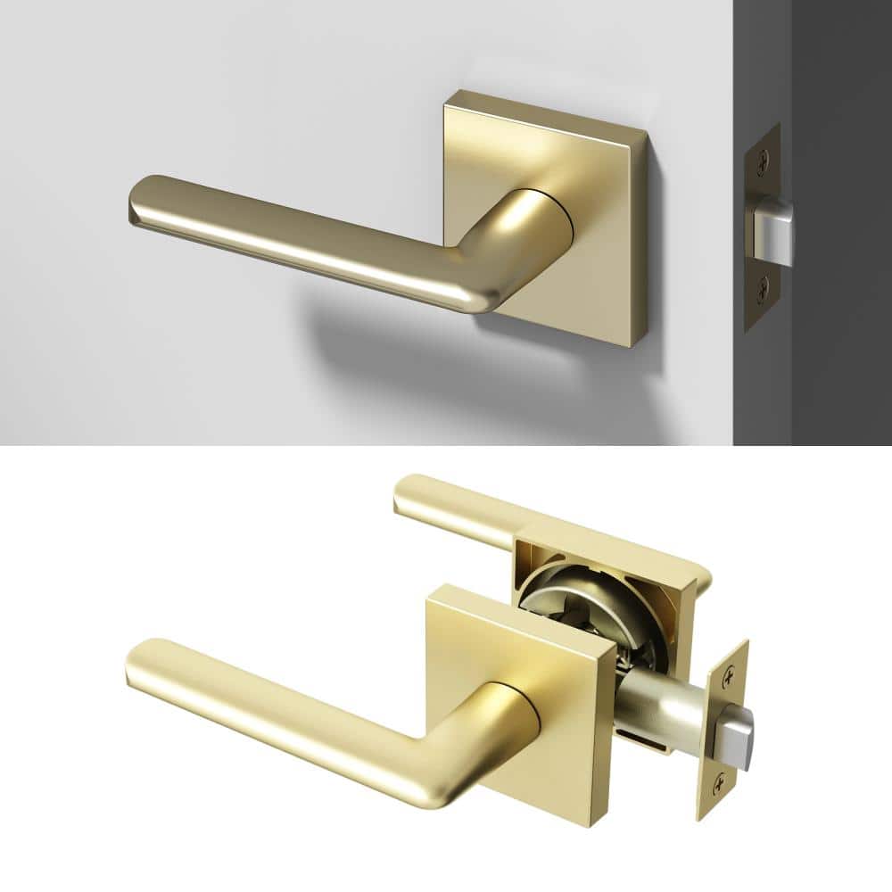 Mirra Metal Brushed Champagne Gold Passage Hall/Closet Round Door Handle with Square Rosette price history on PriceWatchPro