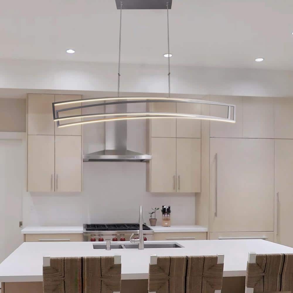 Sirius 46-Inch Silver Integrated LED Linear Chandelier