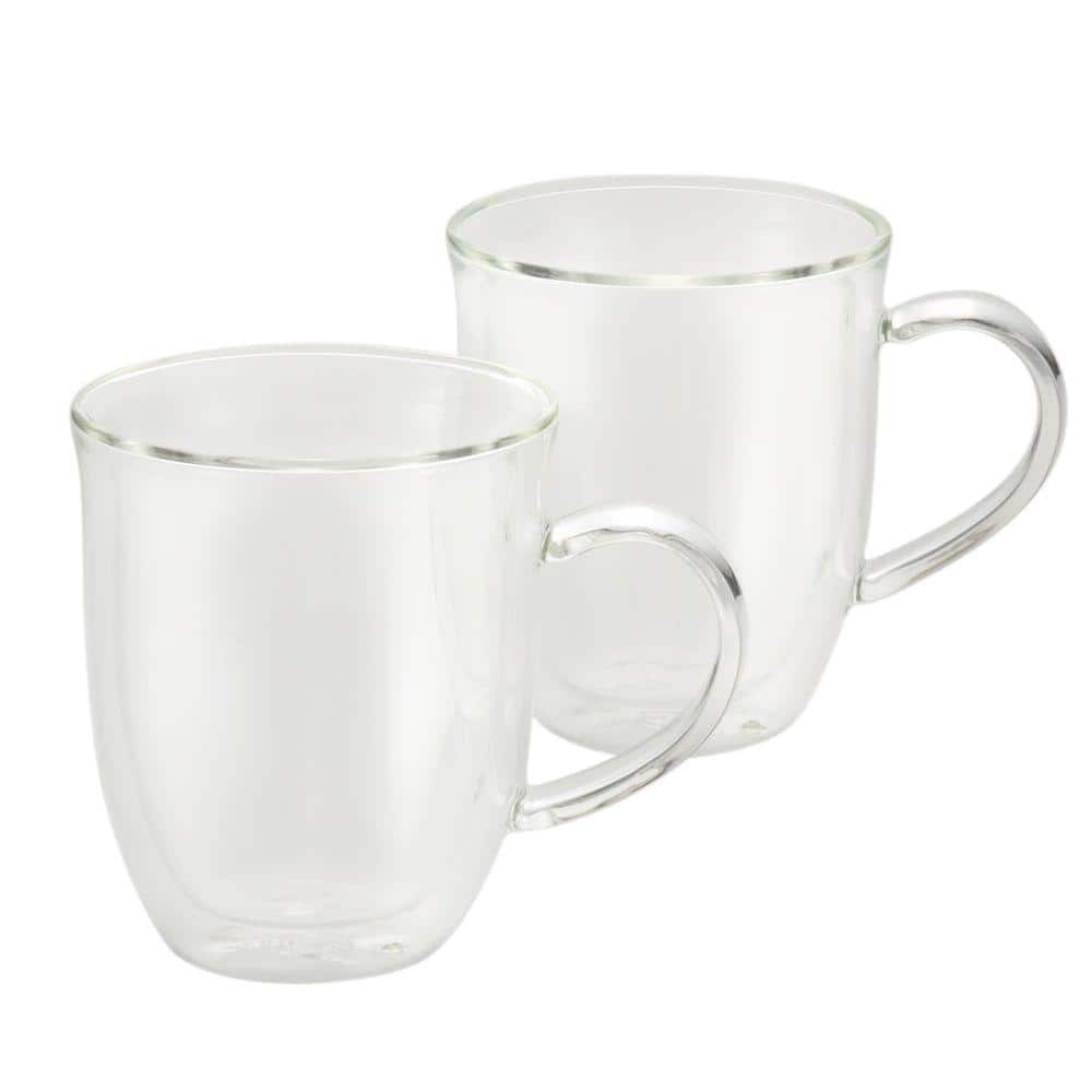 6-Pack Glass Coffee Infusion Mugs with Handle, Clear Glass Teacups Mugs, Coffee Cups Perfect for Cappuccino, Latte, Tea, Espresso, Dishwasher Safe