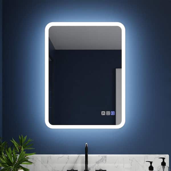 Wynnt 24 in. W x 32 in. H Rectangular Framed Wall LED Bathroom Vanity Mirror with Anti-Fog Lighted Bathroom Mirror in White