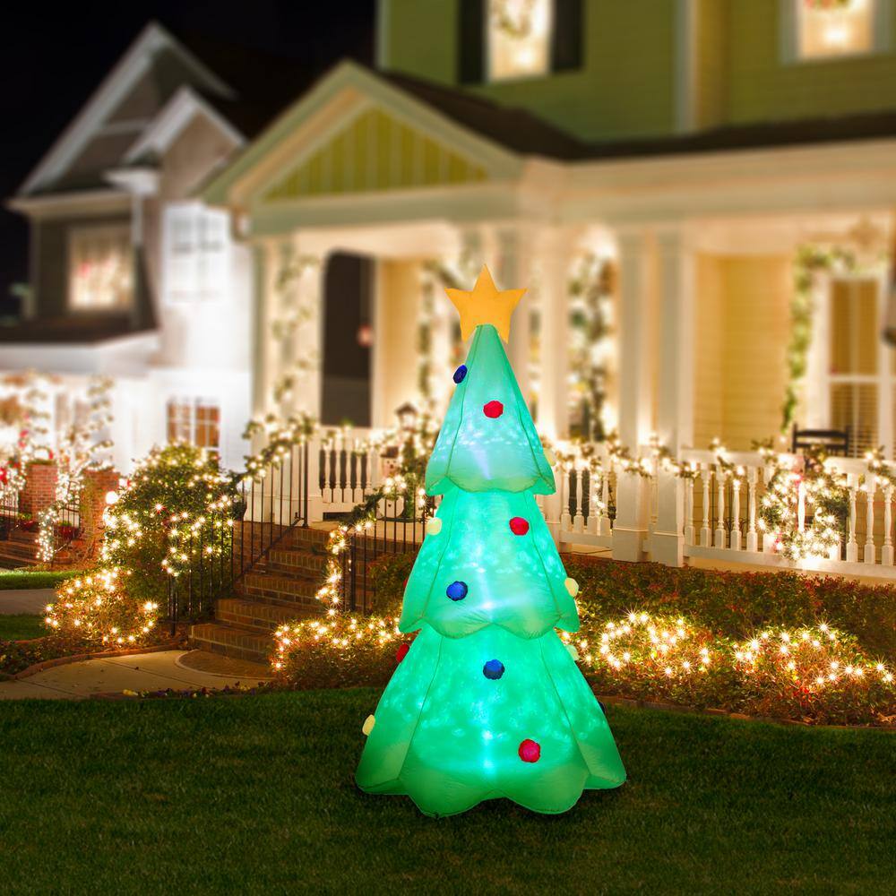 Glitzhome 9 ft. Lighted Inflatable Christmas Tree Decor 1125004446 ...