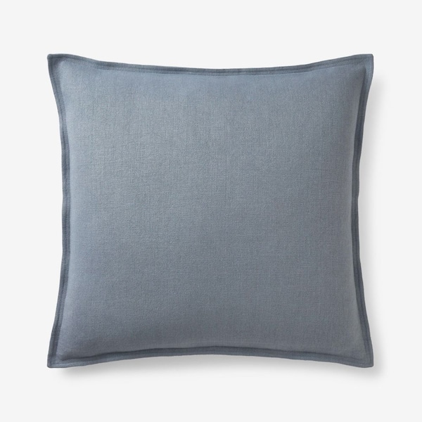 The Company Store Legends Hotel Slate Blue Linen 20 in. X  20 in. Throw Pillow Cover