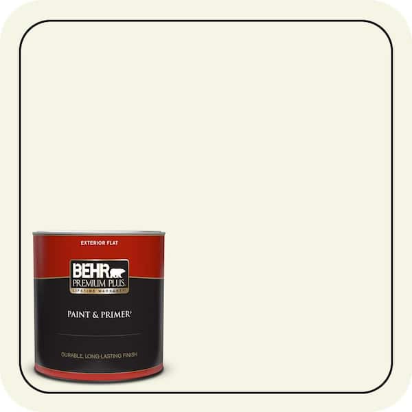 BEHR PREMIUM PLUS 1 Qt. #GR-W04 Precious Dewdrop Flat Exterior Paint & Primer