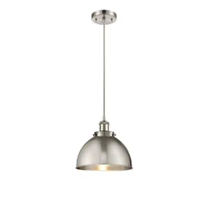 Ballston Urban 1-Light Brushed Satin Nickel Dome Pendant Light with Brushed Satin Nickel Metal Shade