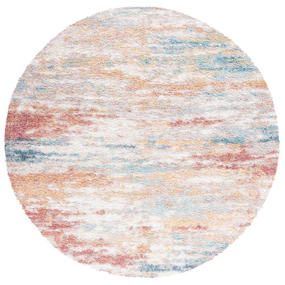 Calista 5 ft. x 5 ft. Beige/Aqua Abstract Multicolor Round Area Rug price history on PriceWatchPro