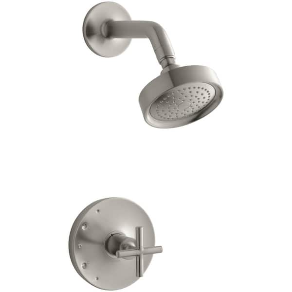 KOHLER Purist 1-Spray Patterns 6.5 in. Wall Mount Fixed Shower Head in Vibrant Brushed Nickel