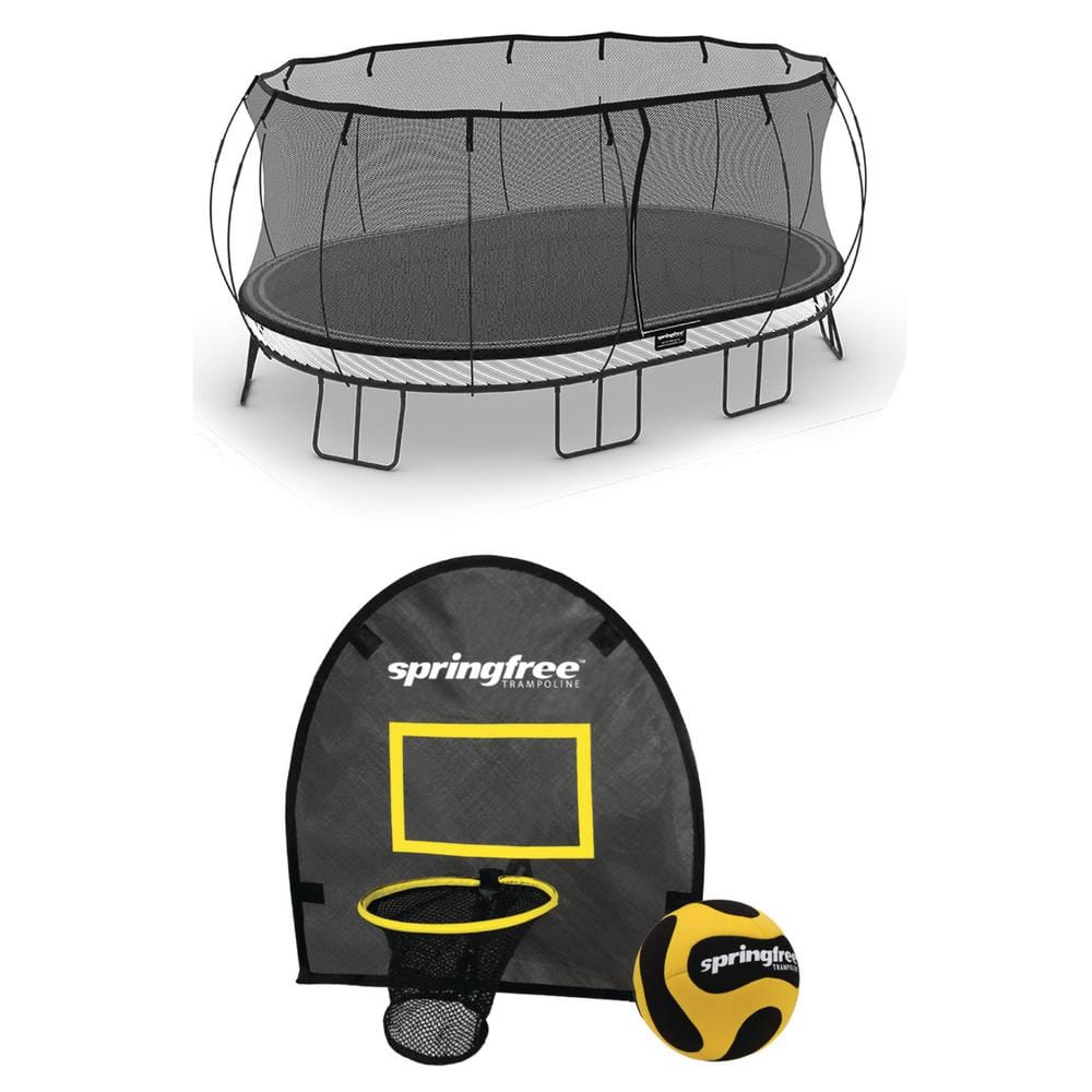 12 ft. x 19 ft. Oval Trampoline with Basketball Accessory