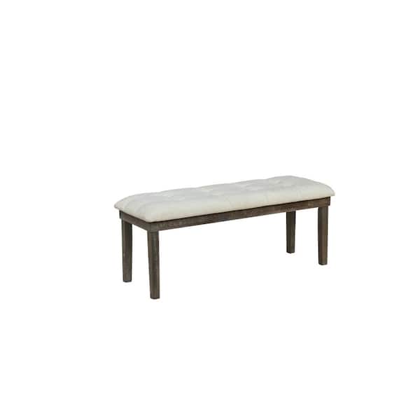 Best Quality Furniture Ricky 48 in. Rectangle Beige Solid Wood Linen Fabric Bench