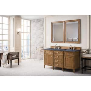 Brittany 60.0 in. W x 23.5 in. D x 34 in. H Bathroom Vanity in Saddle Brown with Charcoal Soapstone Quartz Top