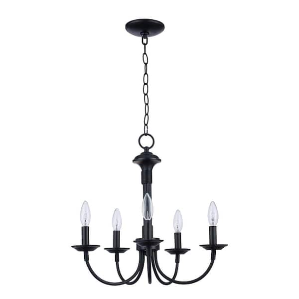 Candle 5-Light Black Candle Chandelier Light Fixture