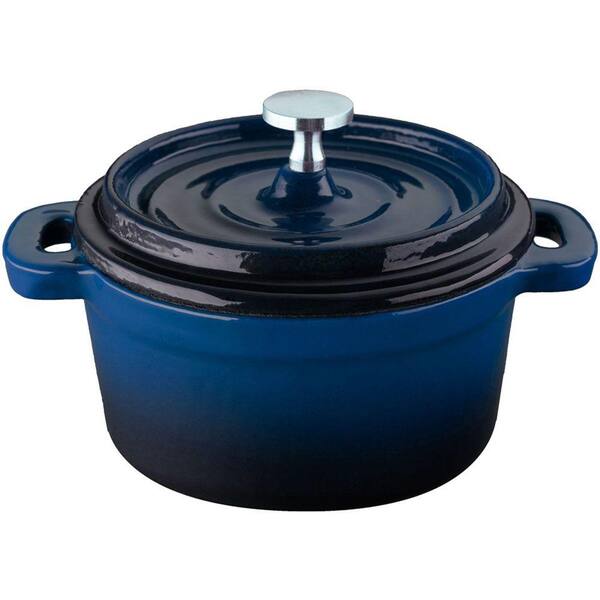 La Cuisine 4 in. Cast Iron Mini Round Casserole in Blue