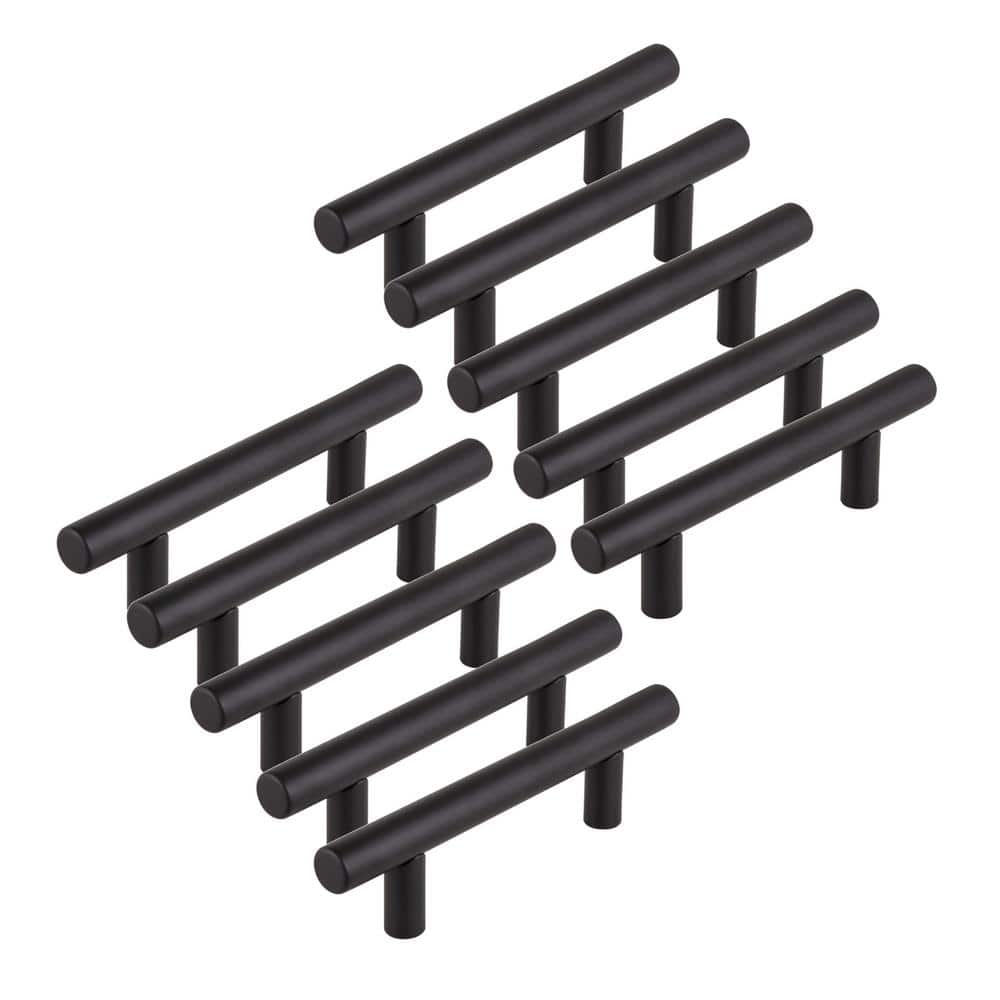 Matte Black Steel Modern Cabinet Bar Pulls with Mounting Hardware