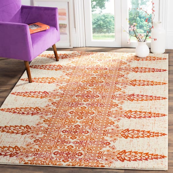 Evoke Ivory/Gold Doormat 3 ft. x 5 ft. Tribal Floral Area Rug