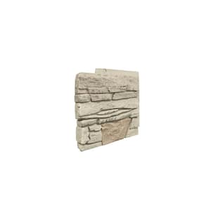 12 in. x 12 in. x 1.375 in. Stacked Stone Vanilla Bean Faux Stone Siding Left Corner Panel