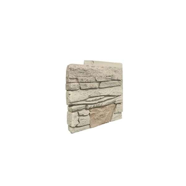 GenStone 12 in. x 12 in. x 1.375 in. Stacked Stone Vanilla Bean Faux Stone Siding Left Corner Panel