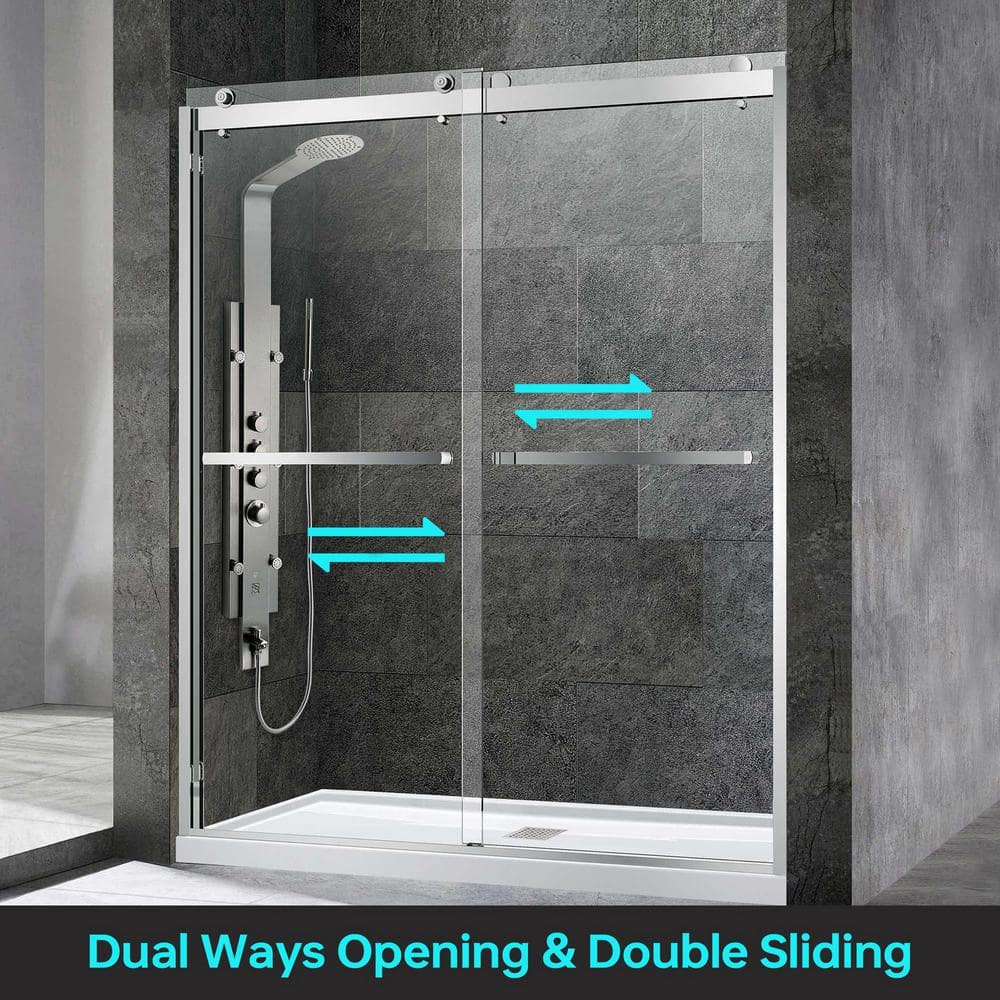60 in.W x 76 in.H Double Sliding Frameless Shower Door in Polished Chrome with 3/8 in. (10 mm) Clear Tempered Glass price history on PriceWatchPro