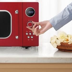 Retro Red Small 0.9 cu ft Countertop Microwave with LED Display