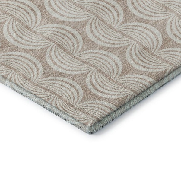 Mayfield Premium Machine Washable Abstract AMF1056 Khaki 5 ft. x 7 ft. 6 in. Area Rug