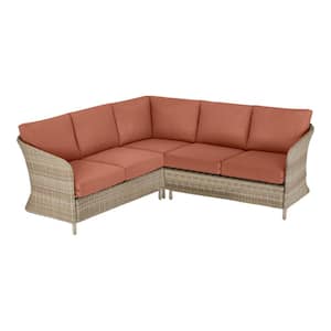 Camden Point 3-Piece Wicker Outdoor Patio Sectional with Sienna Cushions