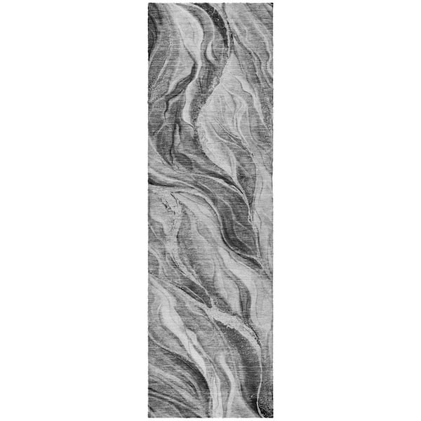 Dream Shag Premium Machine Washable Abstract ADS720 Gray 2 ft. x 7 ft. Runner Rug