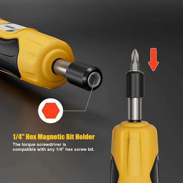 YICHUHAOXI Torque Screwdriver 1/4 in. Shank 20 Bit Black Durable