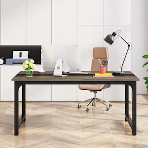 Moronia 71 in. Rectangular Gray Engineered Wood Computer Desk with Sturdy Metal Base