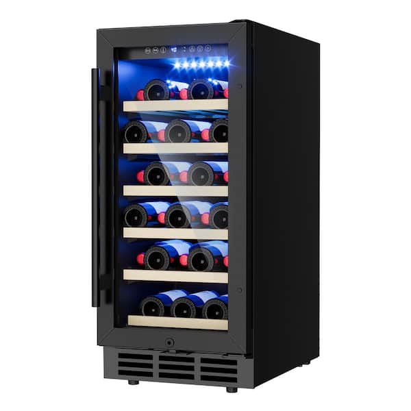15 in. Single Zone 30-Bottle Undercounter/ Freestanding Wine Cooler in Black