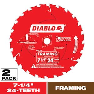 Tracking Point 7-1/4 in. x 24-Tooth Framing Circular Saw Blade Value Pack (2-Pack)