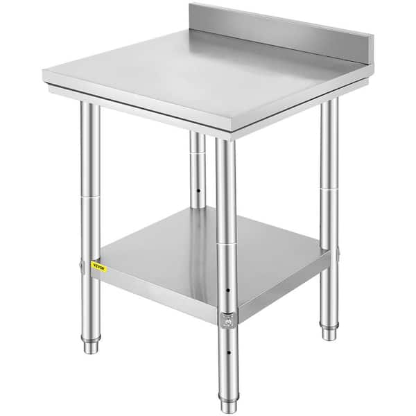 Stainless Work Table 23.6 x 23.6 x 34.6 in. Commercial Prep Table with Adjustable Feet Kitchen Utility Tables,Silver