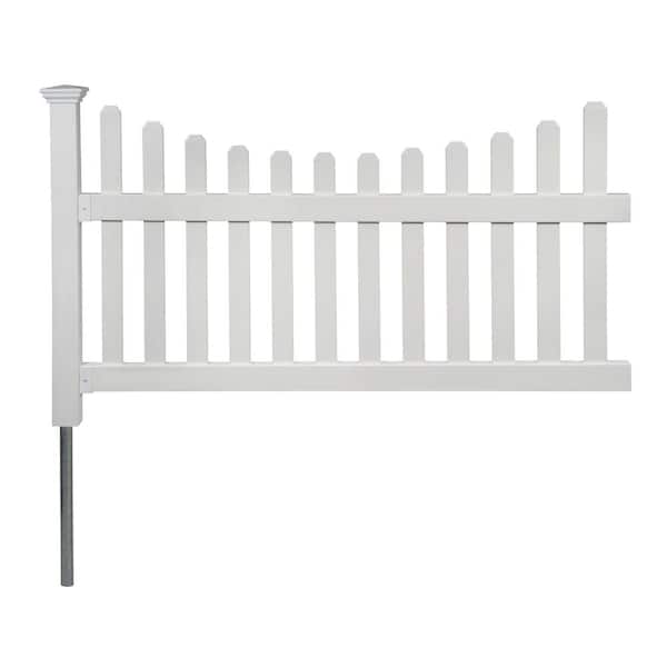Zippity Outdoor Products 3.5 ft. H x 6 ft. W Permanent All American Vinyl Picket Fence Panel Kit with No-Dig Anchor and Cap