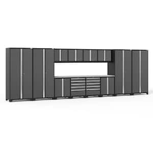 Pro Series 14-Piece 18-Gauge Stainless Steel Garage Storage System in Charcoal Gray (256 in. W x 85 in. H x 24 in. D)
