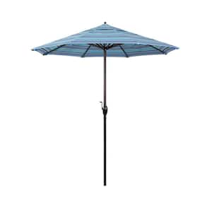 7.5 ft. Bronze Aluminum Market Auto-Tilt Crank Lift Patio Umbrella in Dolce Oasis Sunbrella