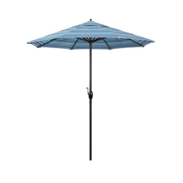 California Umbrella 7.5 ft. Bronze Aluminum Market Auto-Tilt Crank Lift ...