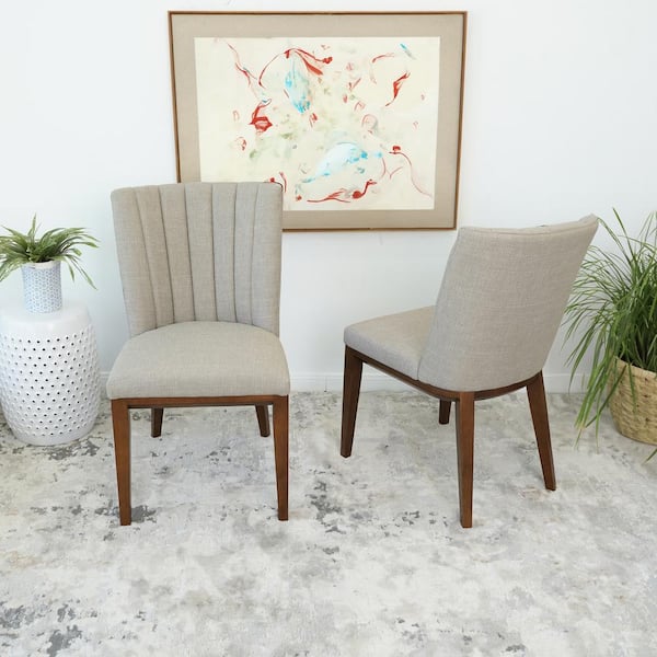 Ashcroft Furniture Co Elle Ivory Mocha Fabric Side Chair Set of 2