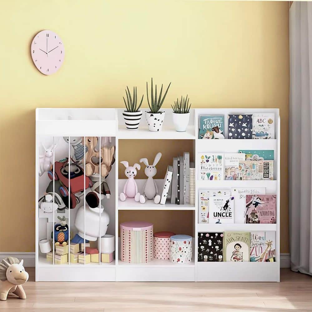 Panya 31.5 in. Tall White Wood 3-Shelf Storage Bookcase