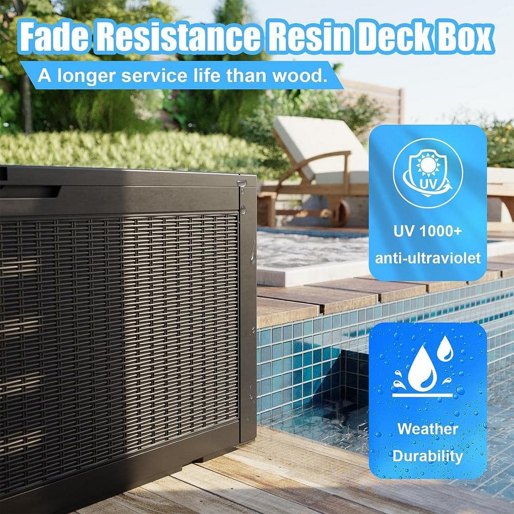 100 Gallon Black Resin Outdoor Storage Deck Box