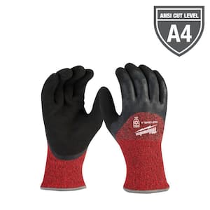 Small Red Latex Level 4 Cut Resistant Insulated Winter Dipped Work Gloves