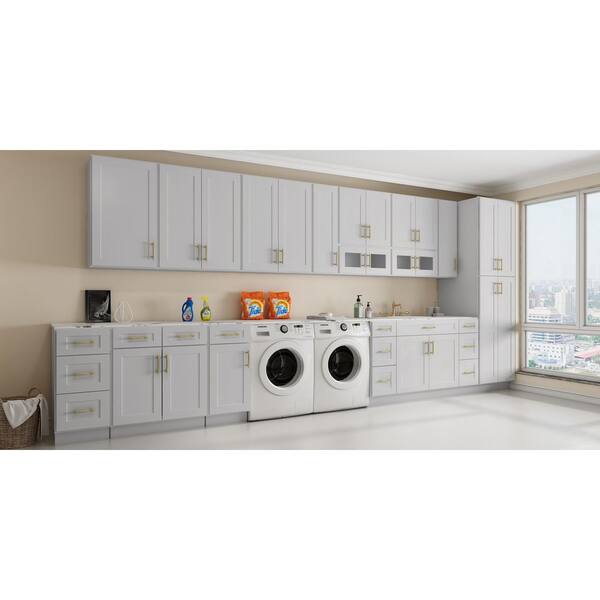 HOMEIBRO Newport Light Shaker Dove Plywood Ready to Assemble 2-Door 2-Drawer Base Kitchen Cabinet (36 in. x 34.5 in. x 24 in.）