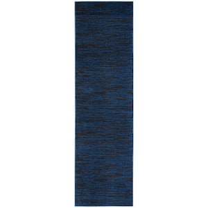 Essentials 2 ft. x 8 ft. Midnight Blue Kitchen Runner Solid Contemporary Indoor/Outdoor Patio Area Rug