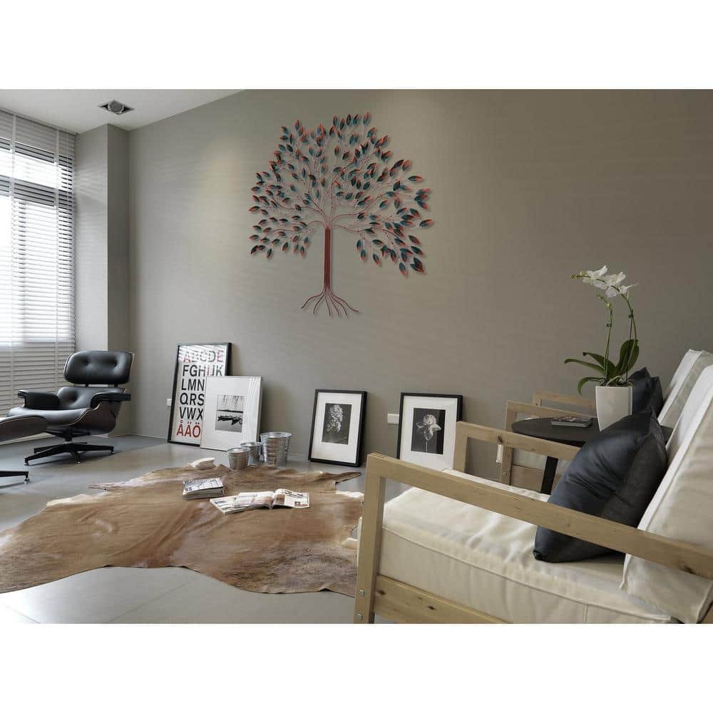 Handcrafted Multicolor Metal Tree of Life Wall Sculpture
