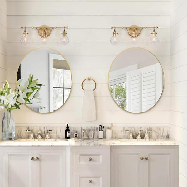 20 in. 3-Light Modern Brass Gold Wall Sconce Bathroom Vanity Light with Clear Glass Shade