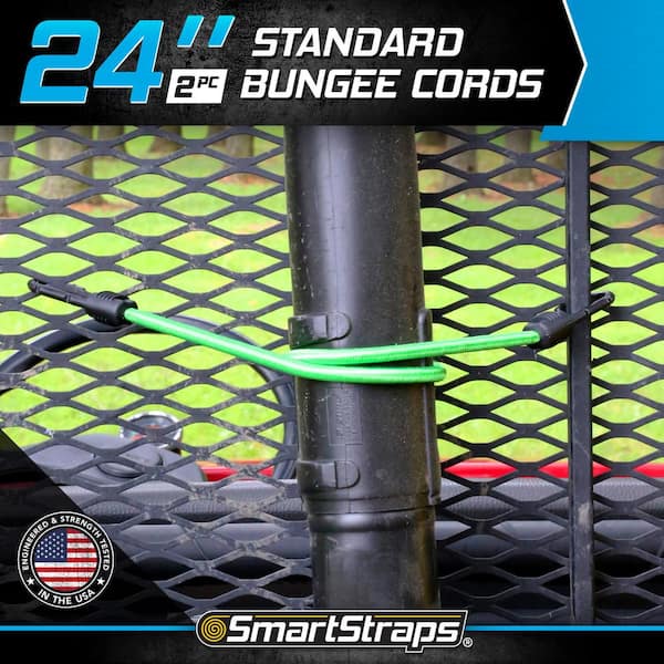 24 in. Standard Green Bungee Cord with Hooks - 2 pack