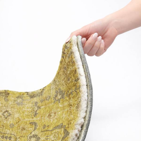 Dream Shag Premium Machine Washable Abstract ADS697 Gold 2 ft. x 3 ft. Accent Rug