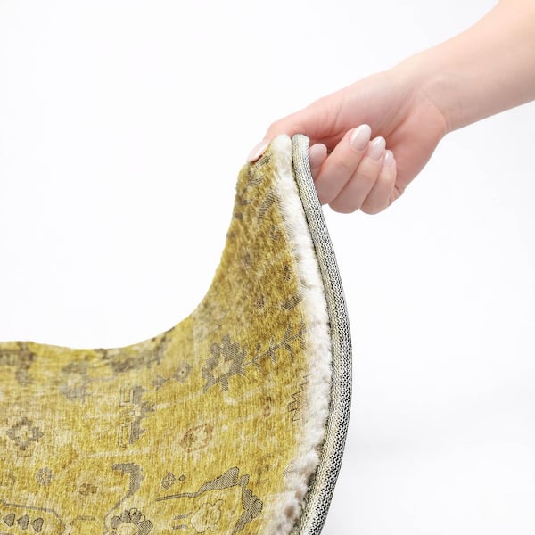 Dream Shag Premium Machine Washable Abstract ADS697 Gold 2 ft. x 7 ft. Runner Rug